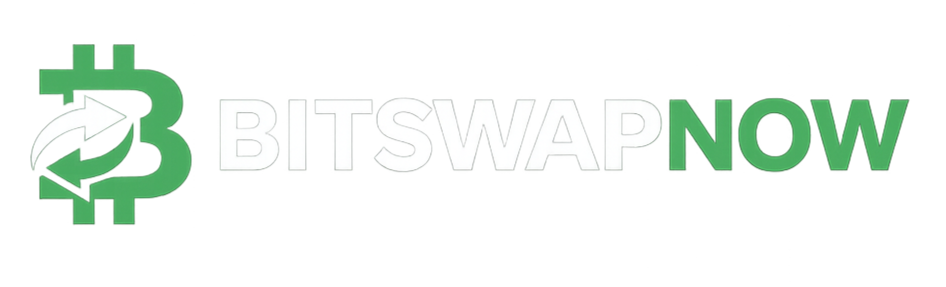 BitSwapNow logo featuring a green Bitcoin-inspired symbol with exchange arrows representing instant cryptocurrency swaps.